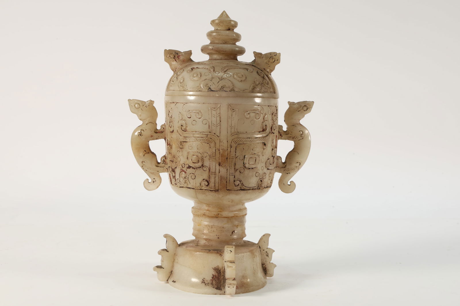 Jade Carved Beast Face Pattern and Double Dragon Ears Cup (1 of 12)