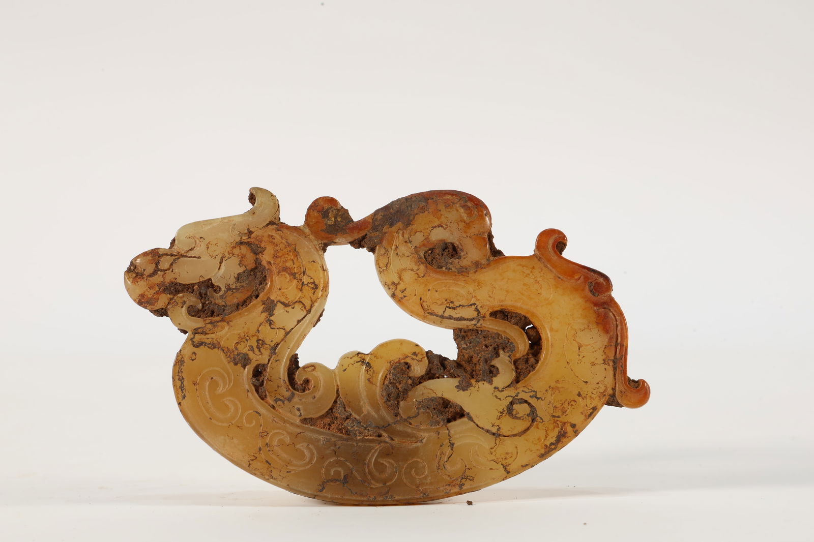 Jade Carved Cloud Pattern Dragon Shape Bi (1 of 5)