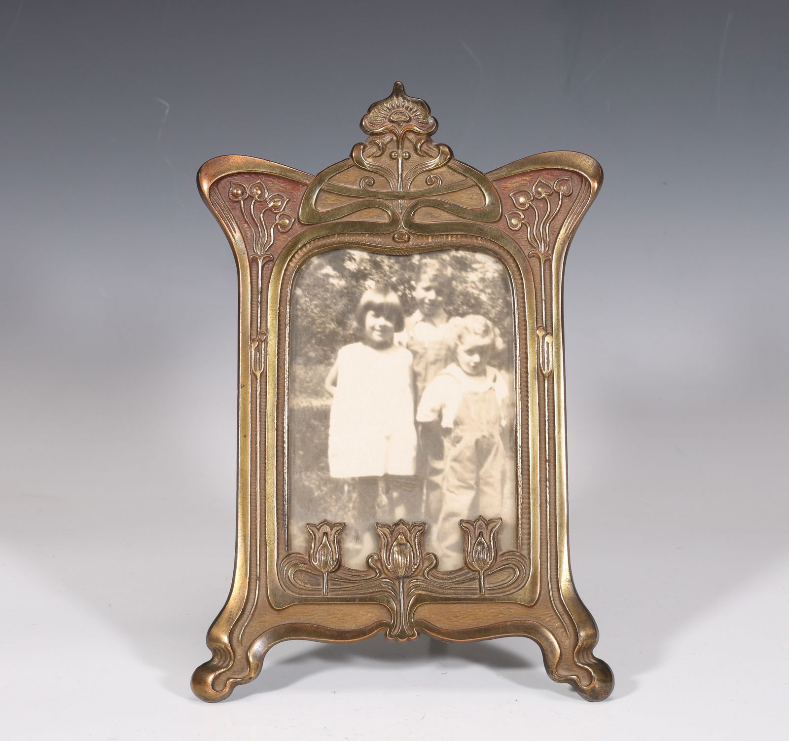 Art Nouveau Jugendstil Floral Brass Photo Picture Frame (1 of 8)