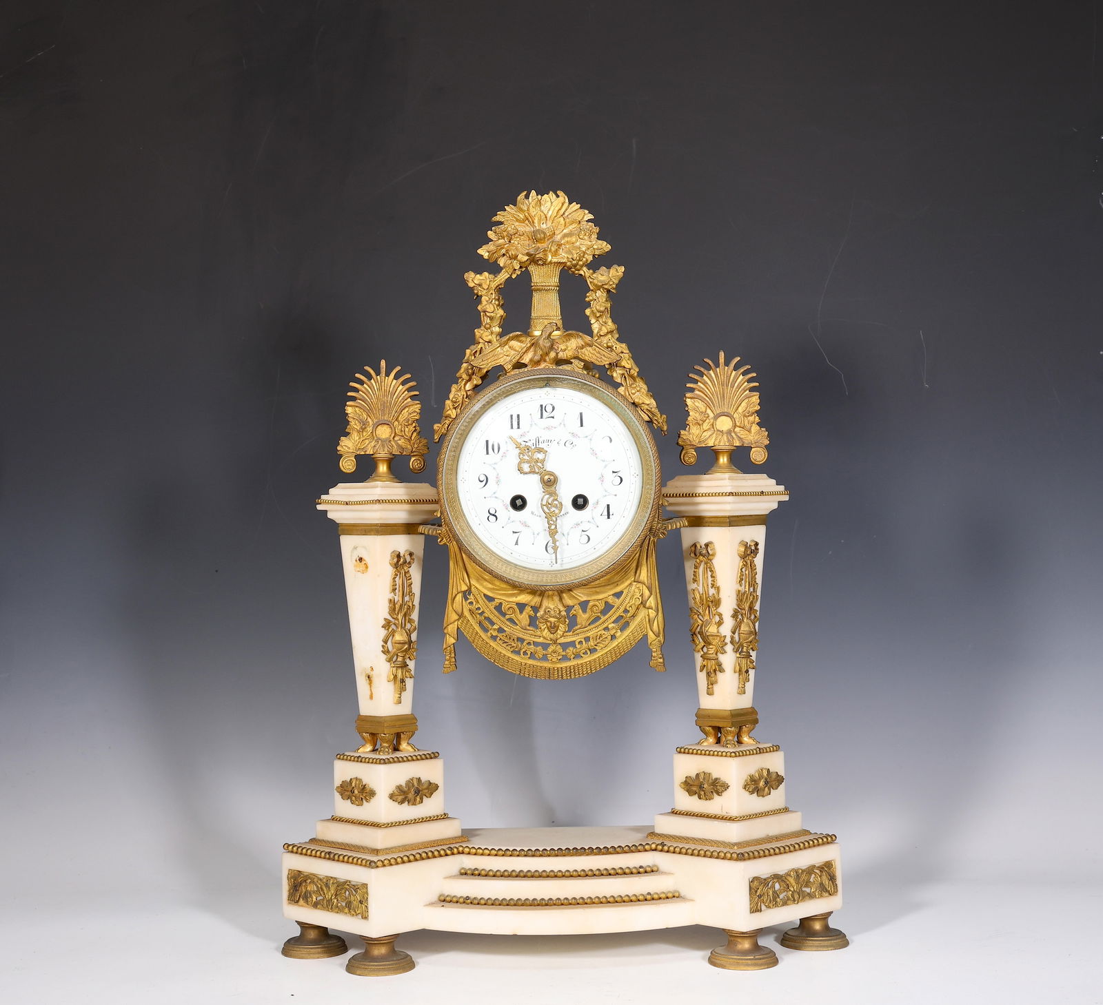 Tiffany & Co. French Empire Marble Mantel Clock (1 of 12)
