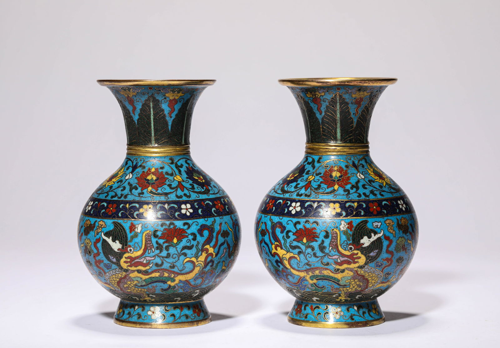 Pair of Chinese Bronze Dragon Pattern Vase (1 of 7)
