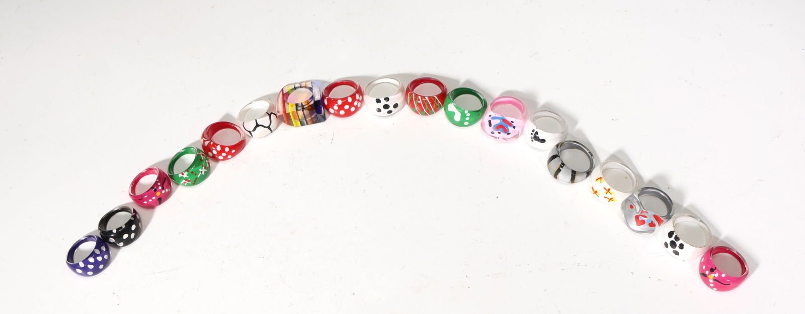 Collection Of Colorful Clear Lucite Rings: Collection Of Colorful Clear Lucite Rings (All in diferent size)