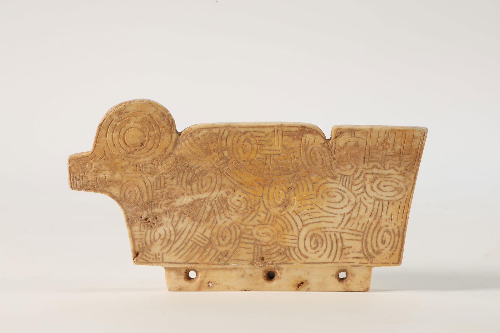 Jade Carved Beast Face Pattern Bird Shape Bi (1 of 6)