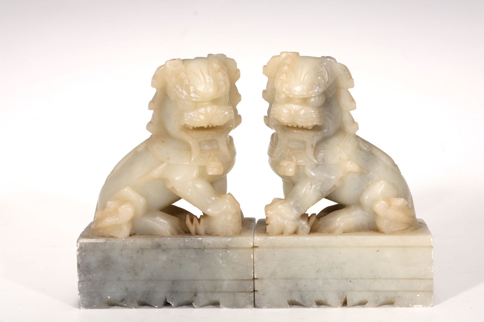 Pair Of Soap Stone Carved Foo Dog Lion Statues (1 of 6)
