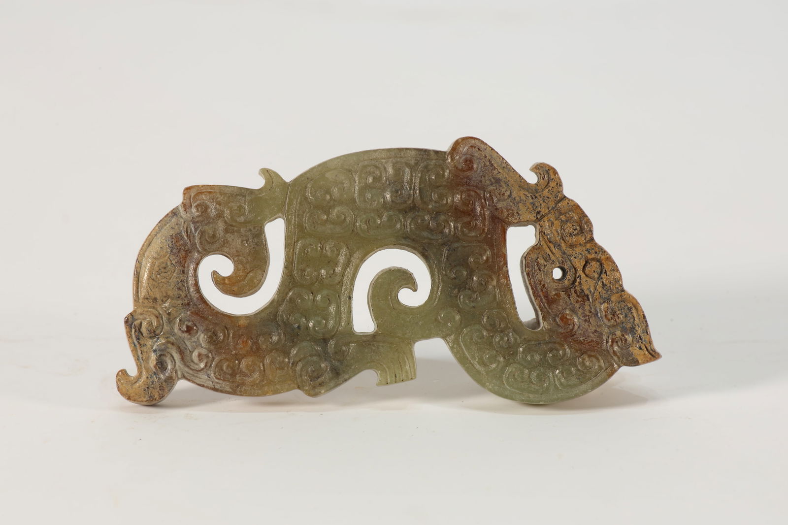 Jade Carved Nail Dot Pattern Dragon Shape Bi (1 of 3)