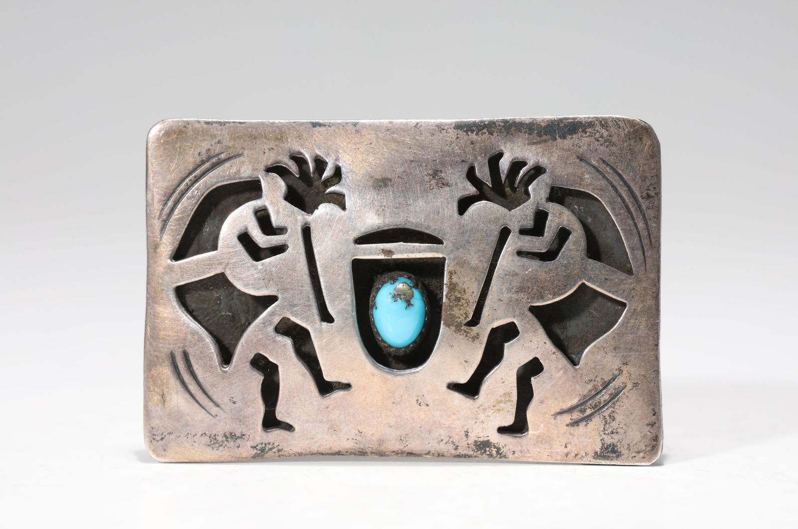 Sterling Silver Navajo Zuni Hopi Turquoise Belt Buckle FJ Henry Signed (1 of 6)