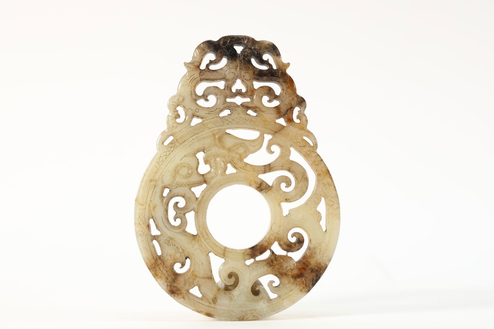 Jade Carved Phoenix Pattern Bi (1 of 7)
