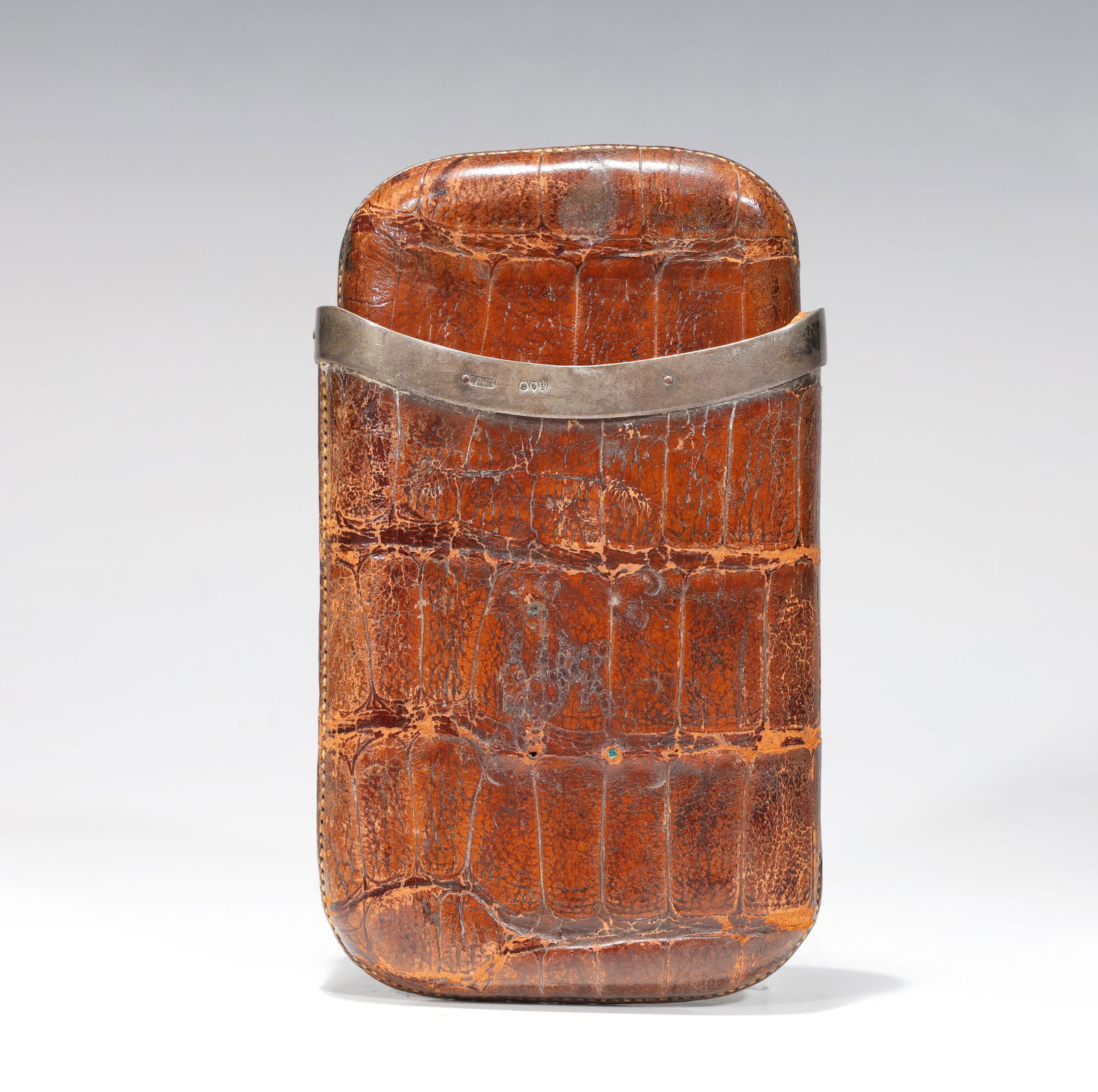 English Alligator Sterling Silver Mounted Cigar Case (1 of 6)