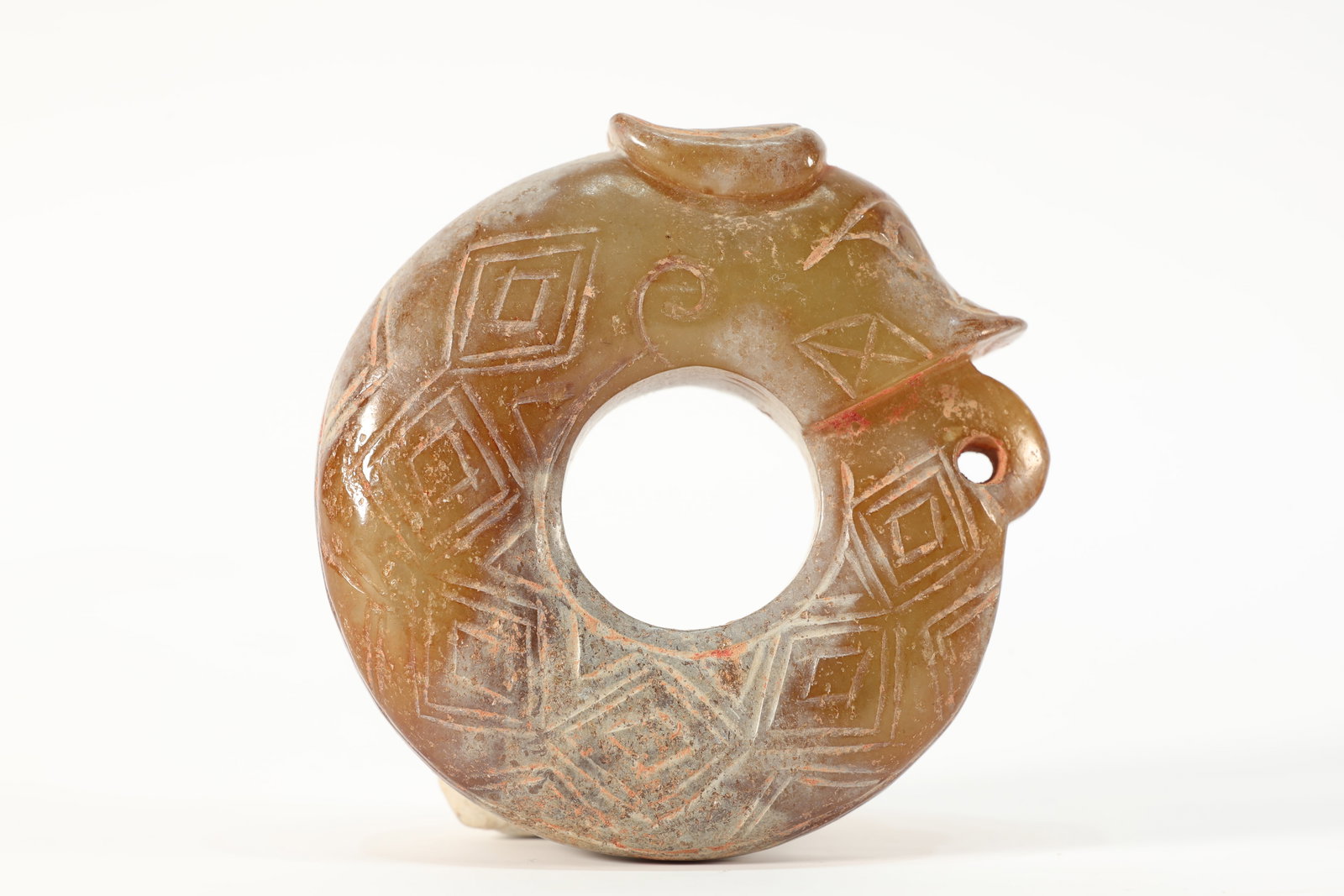 Jade Carved Dragon Pattern Bi (1 of 4)