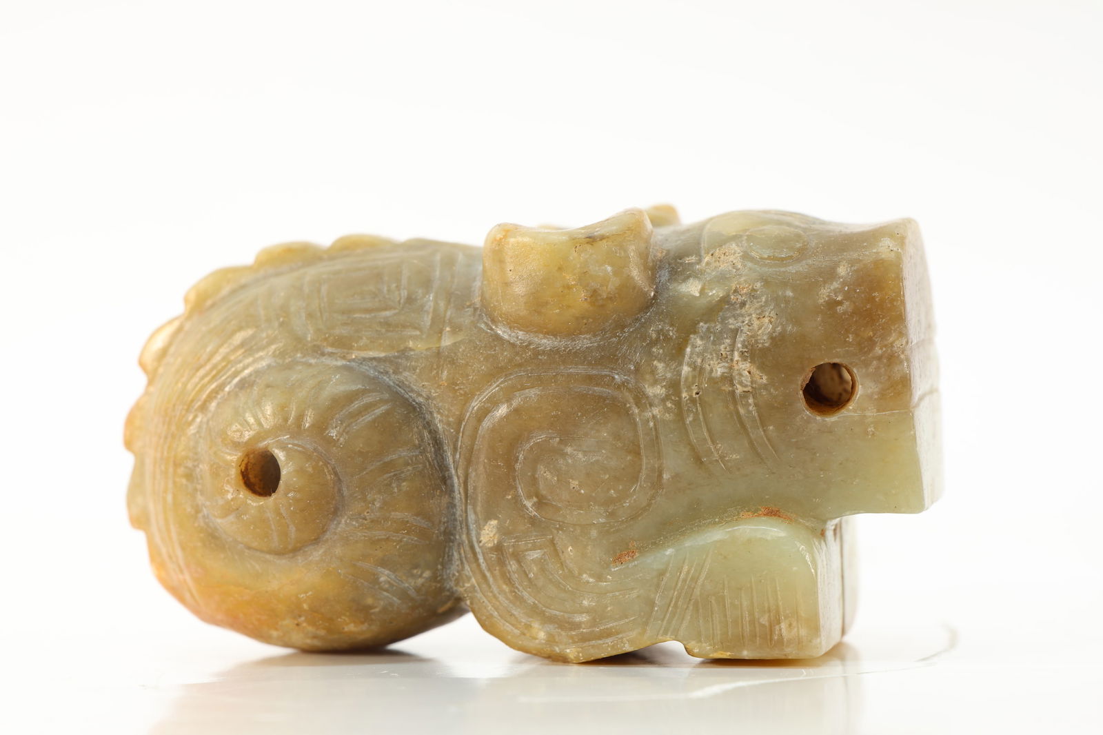 Jade Carved Beast Face Pattern Dragon Shape Ornament (1 of 10)