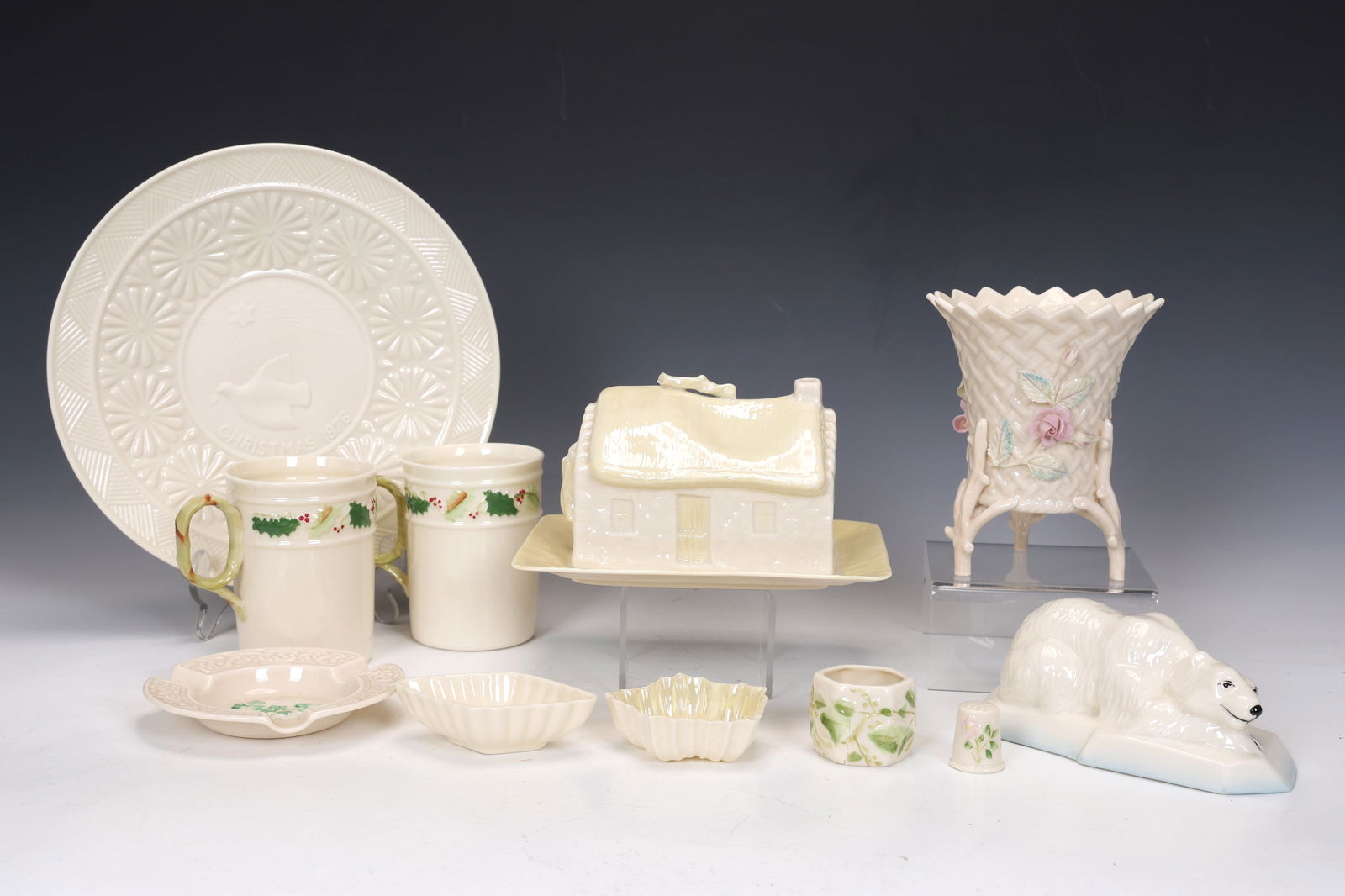 Collection Of 12 Belleek Porcelain Table Items (1 of 10)