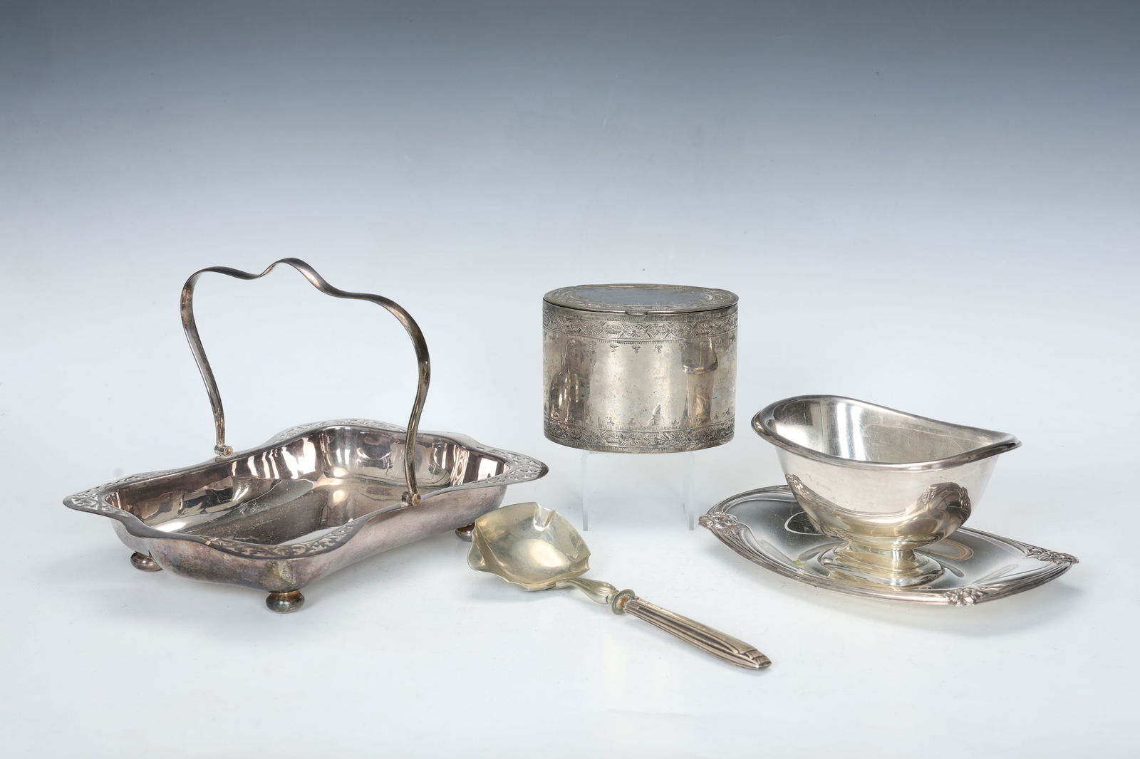 Group Of Silver Plated Table Items Including Roger Bros Daffodil,Spoon, Tray, Tea Box (1 of 7)
