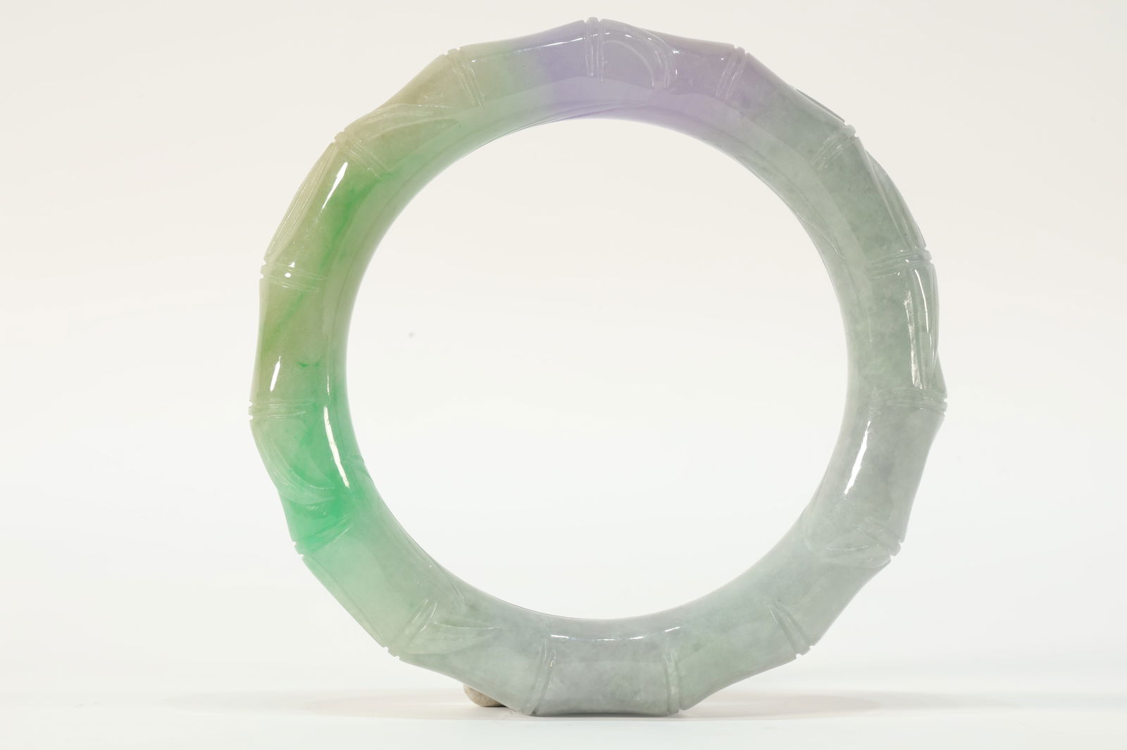 Jadeite Carved Bamboo Shape Bangle (1 of 9)