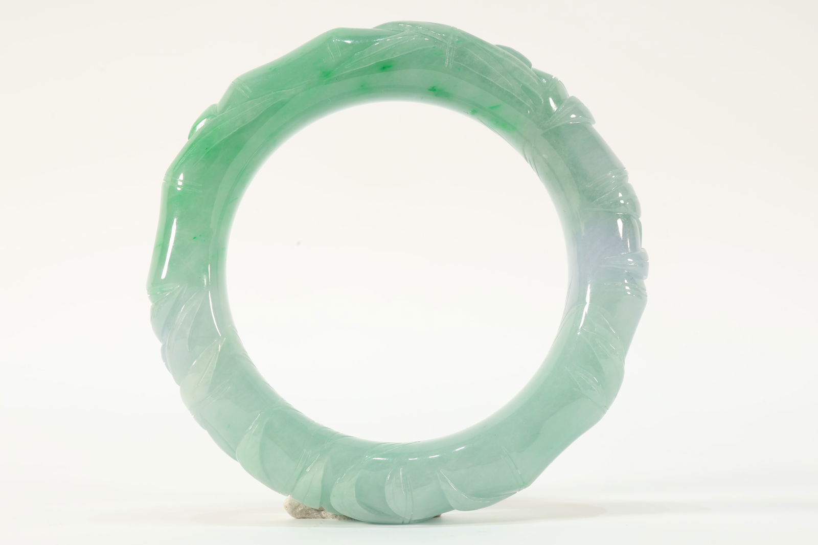 Jadeite Carved Bamboo Shape Bangle (1 of 10)