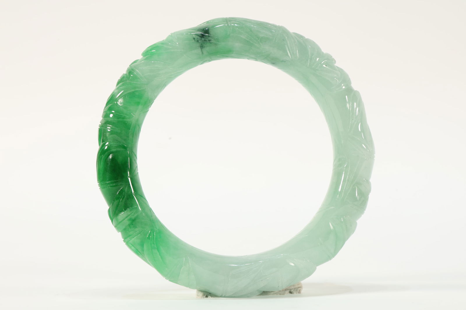Jadeite Carved Bamboo Shape Bangle (1 of 8)