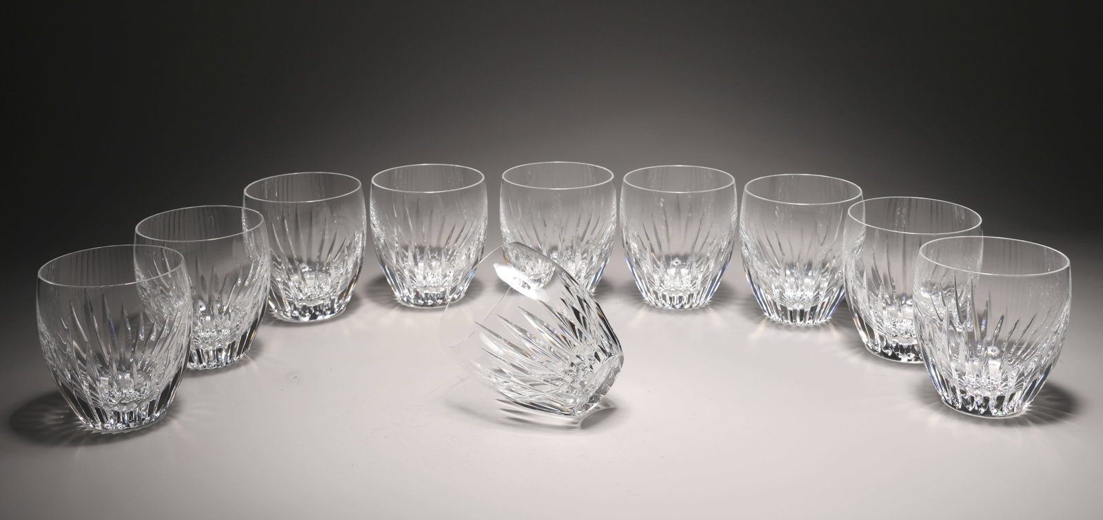 Set Of 10 Baccarat France Massena Crystal Flat Tumblers: Set Of 10 Baccarat France Massena Crystal Flat Tumblers(8 x 9 cm each)