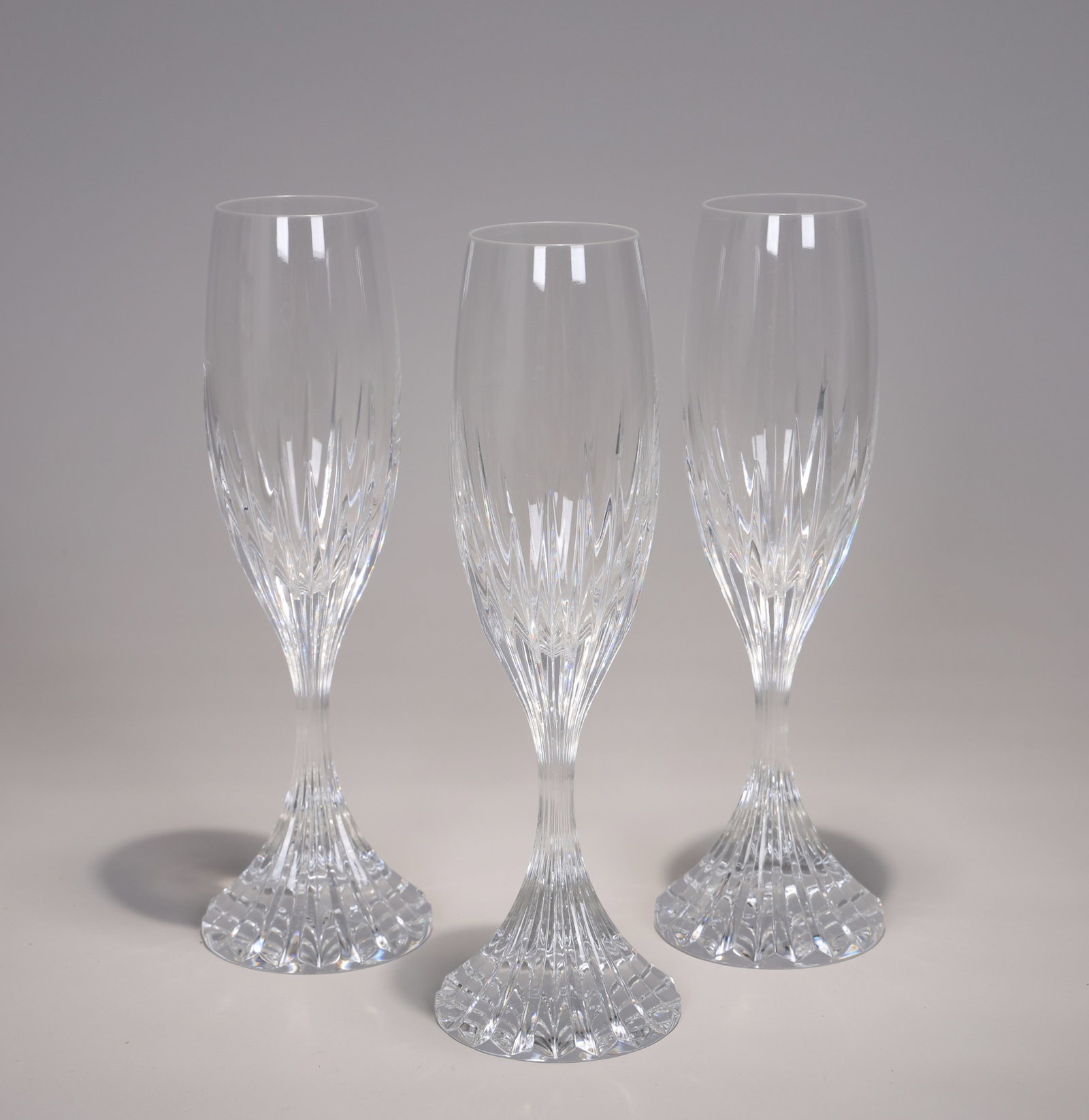 Set Of 3 Baccarat Crystal France Massena Champagne Flute: Set Of 3 Baccarat Crystal France Massena Champagne Flute(21 x 6.5 cm each)