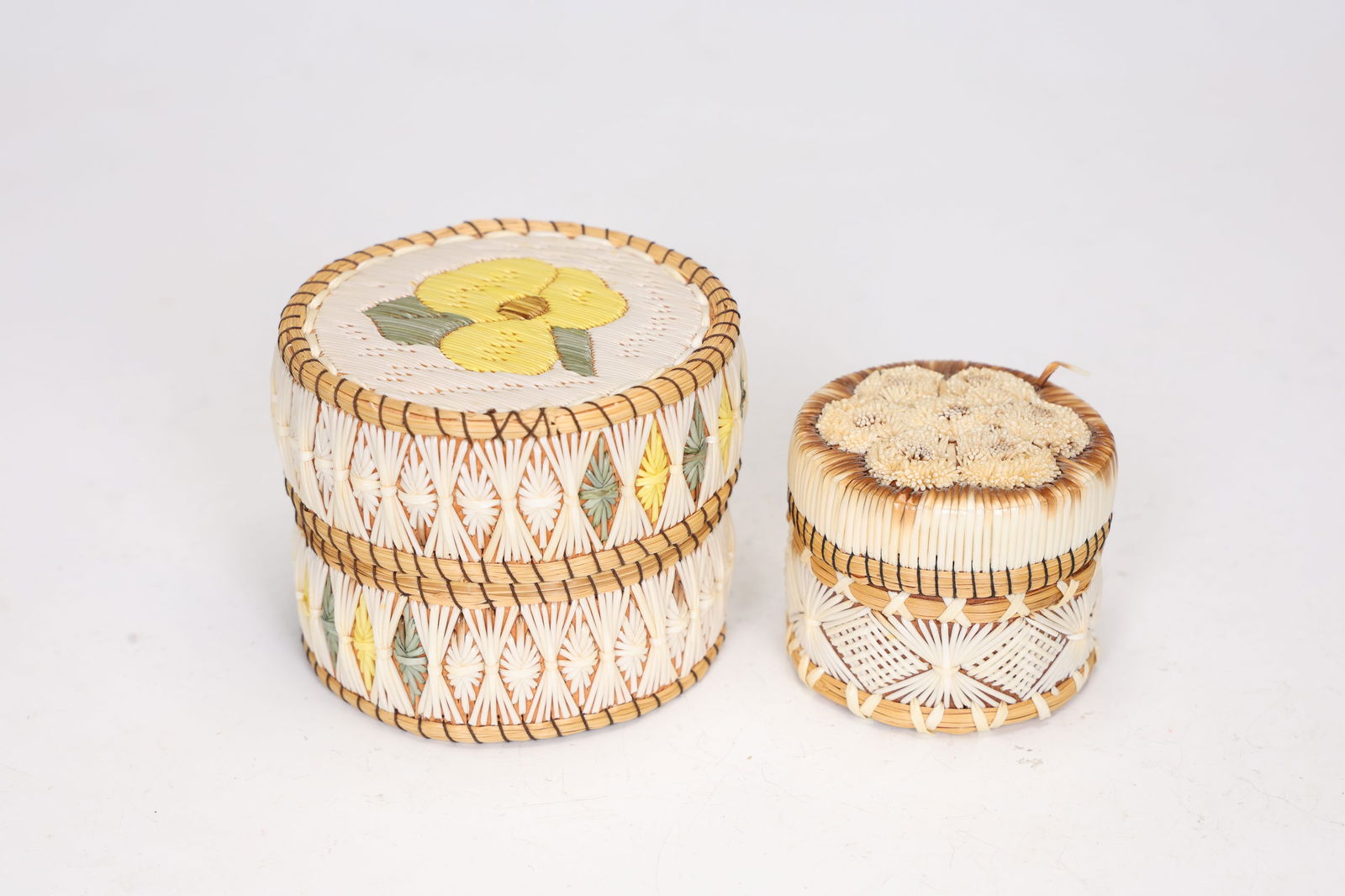 Set Of 2 Quill Birch Bark Box By Delia Beboning Hand Made (1 of 8)