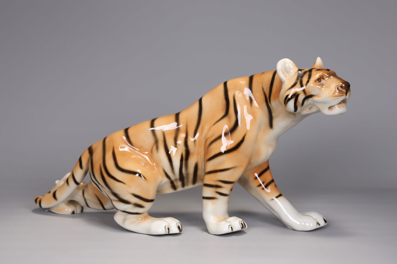 Royal Dux Glazed Porcelain Large Tiger Figurine (1 of 8)