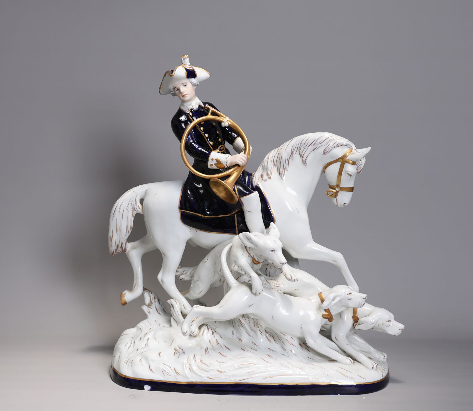 Royal Dux Fox Hunt Rider On Horse With Dogs Porcelain Sculpture (1 of 9)
