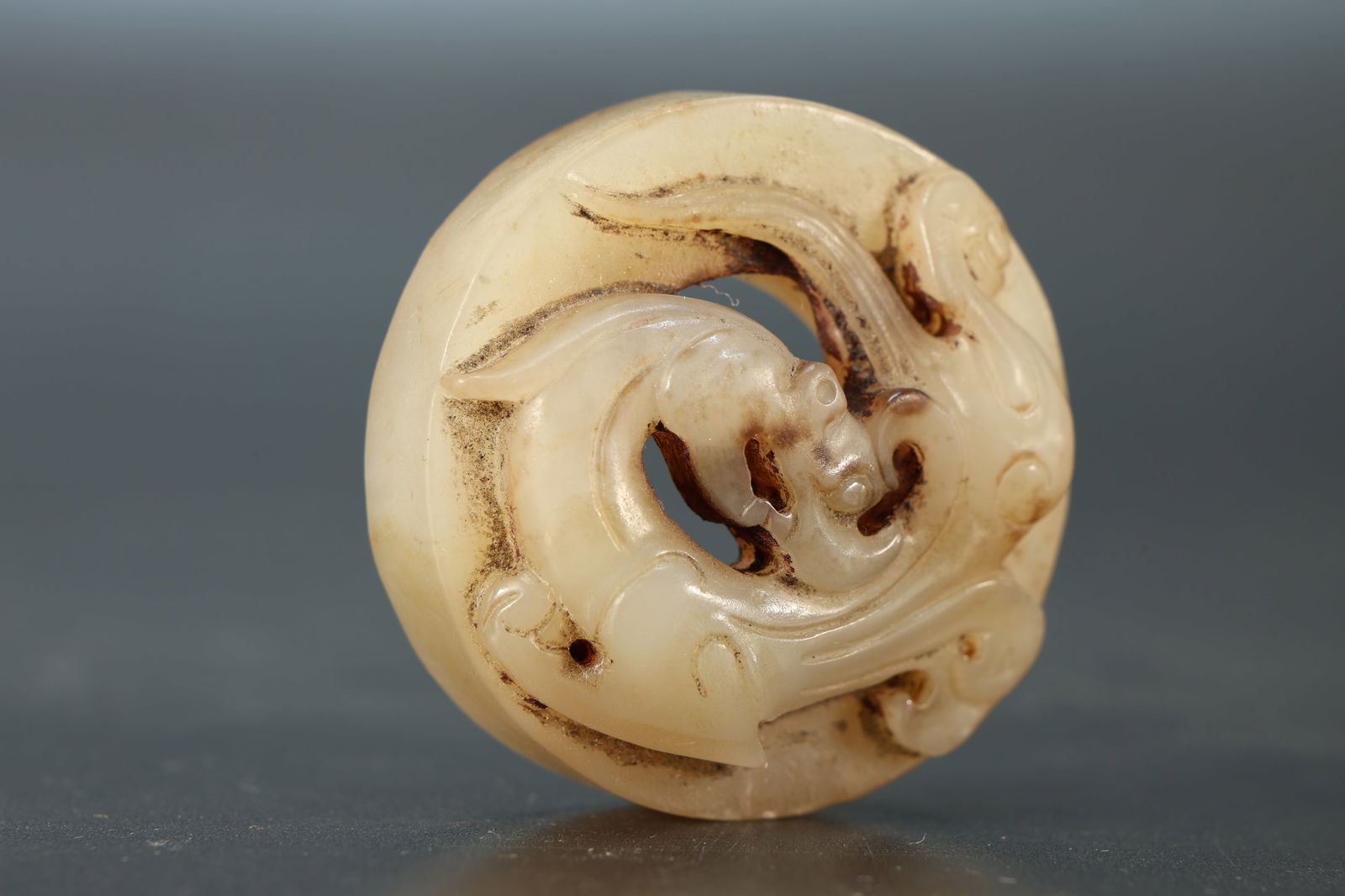 Jade Carved Dragon Shape Bi (1 of 5)