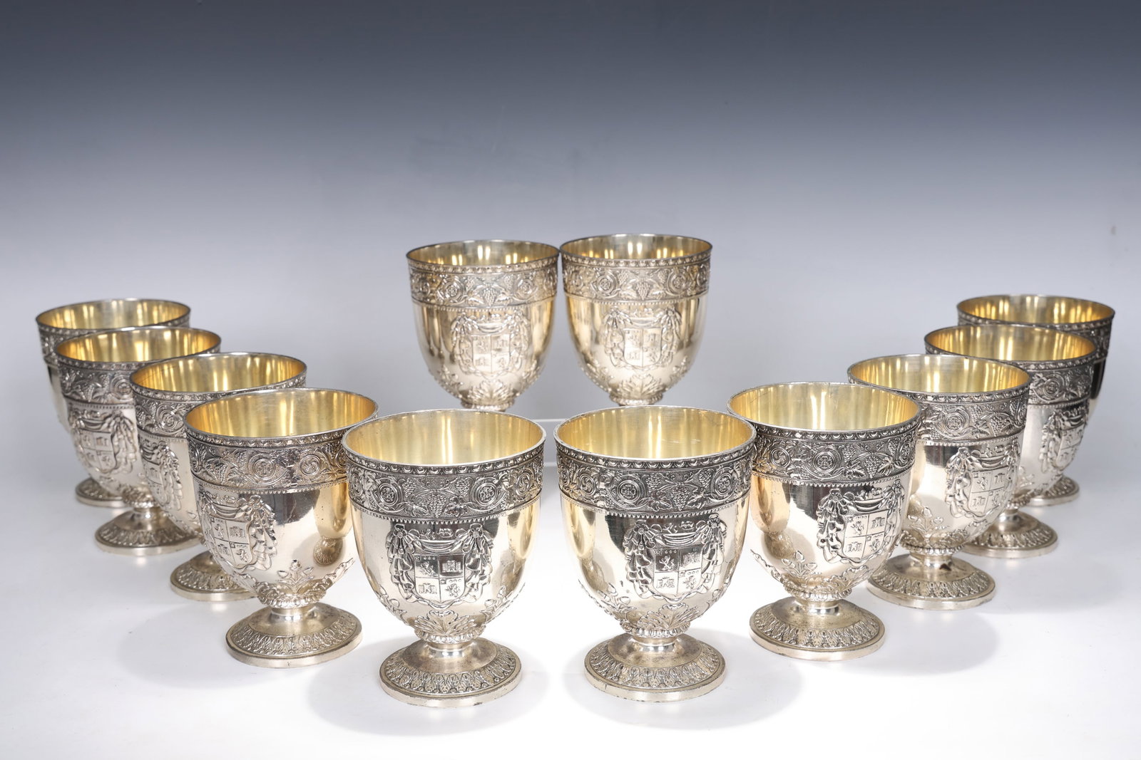 Set Of 12 Vintage Silver Plate Gilt Chalice Goblets Corbell & Company (1 of 8)