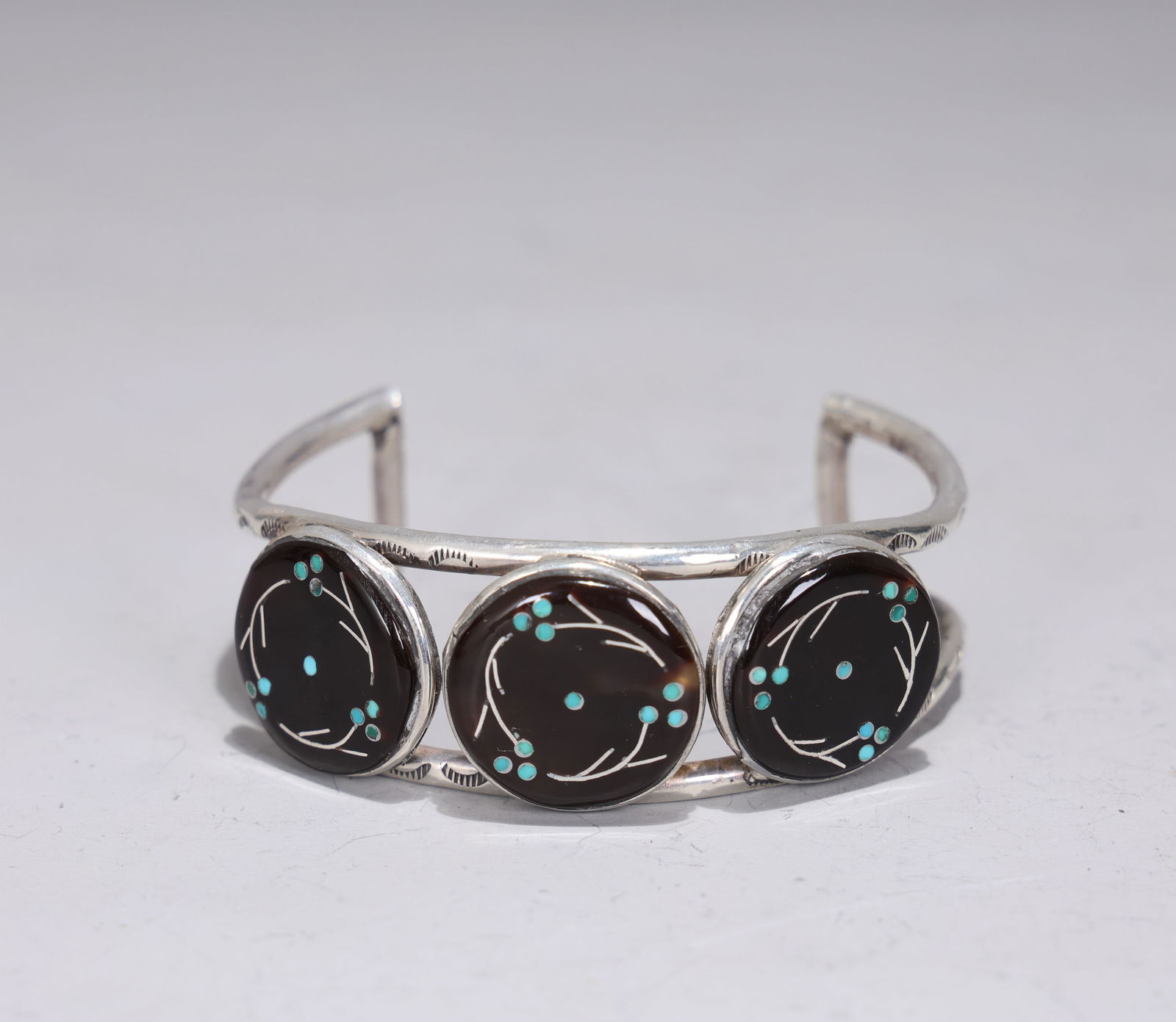 Native American Sterling Silver Carnelian Bangle Bracelet (1 of 6)