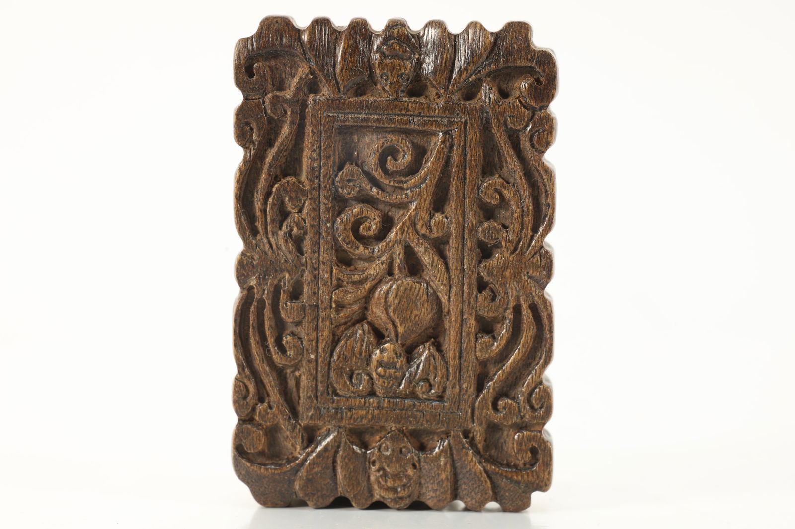 Agarwood Carved Bat and Peach Pattern Pendant (1 of 5)