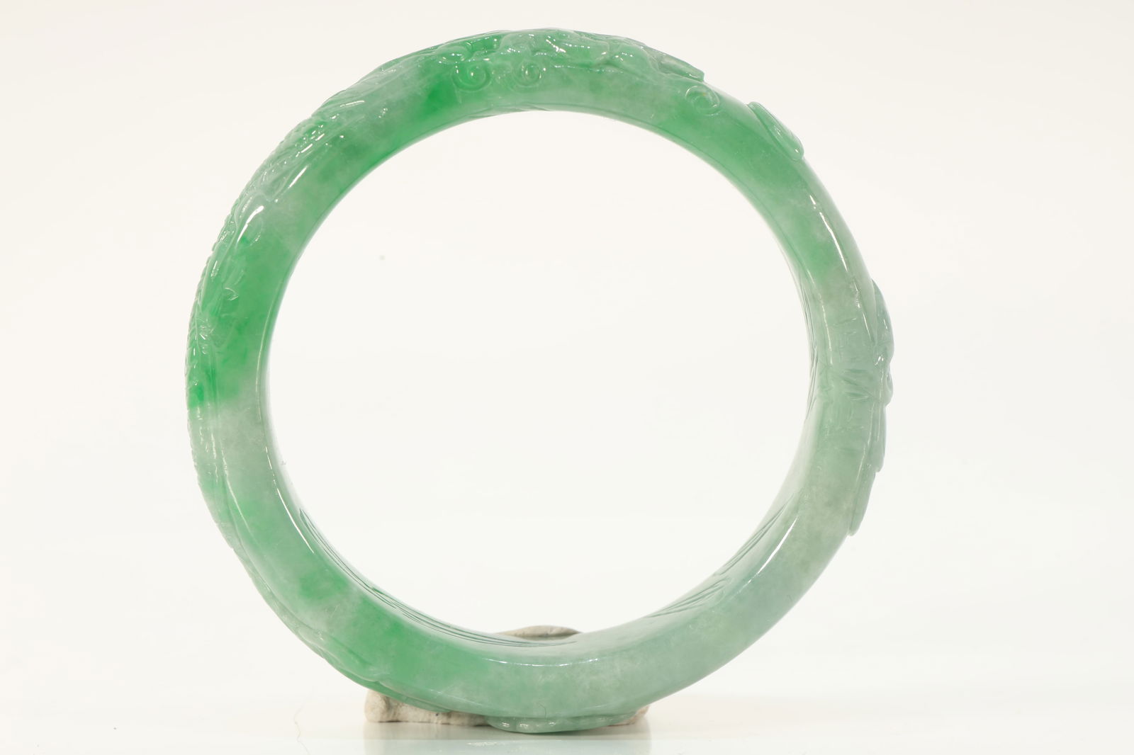 Jadeite Carved Dragon Pattern Bangle (1 of 9)