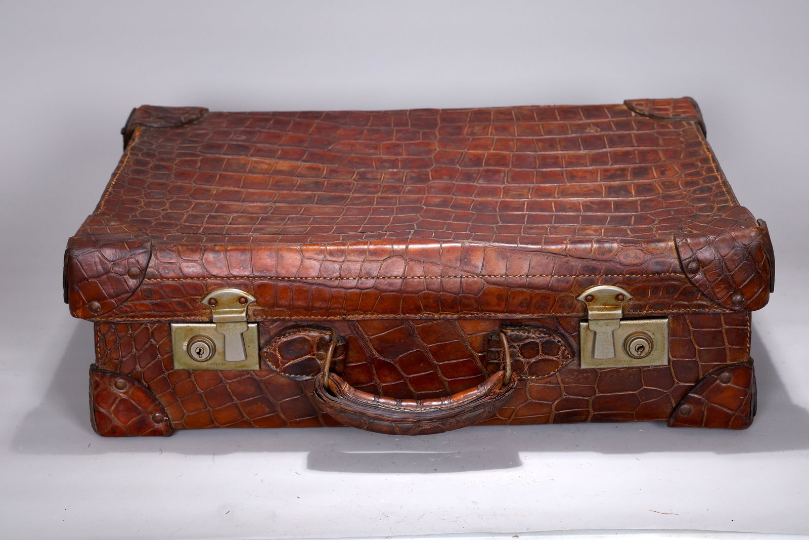 Vintage Alligator Crocodile Small Suitcase Briefcase (1 of 10)