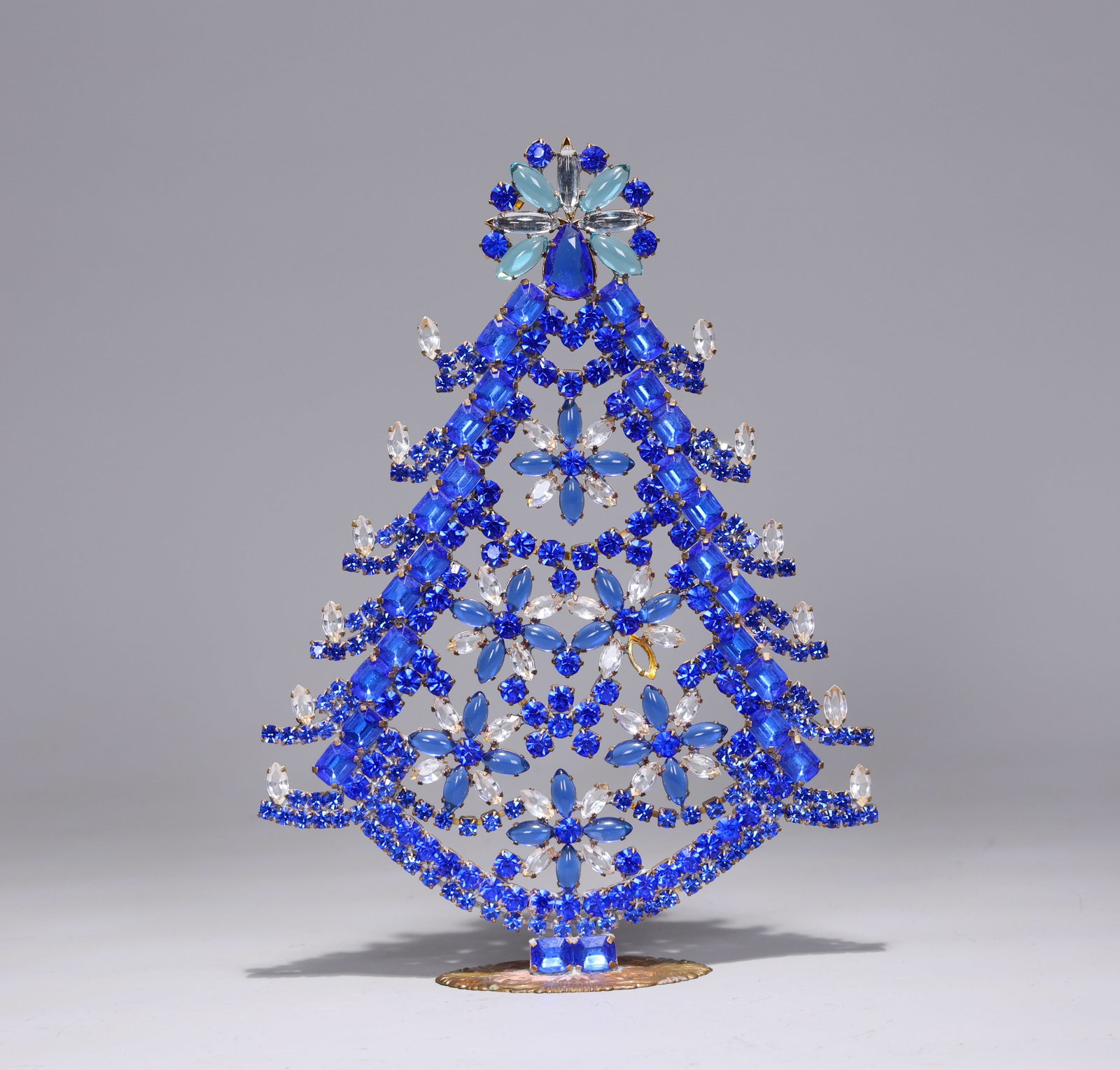 Czech Medium Blue Rhinestone Christmas Tree (1 of 6)