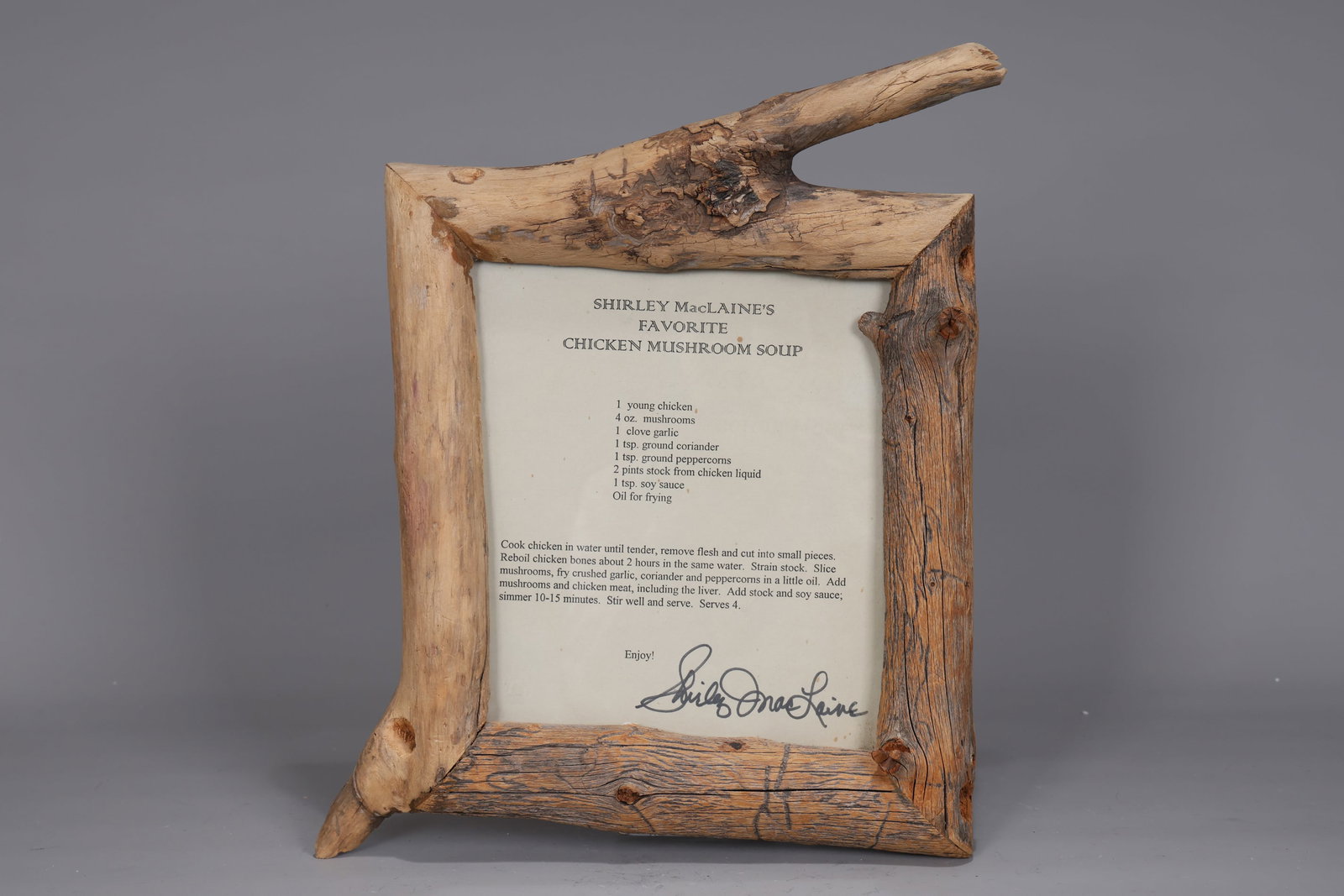 Chicken Mushroom Soup Recipe Signed By Actress Shirley Maclaine (1 of 6)