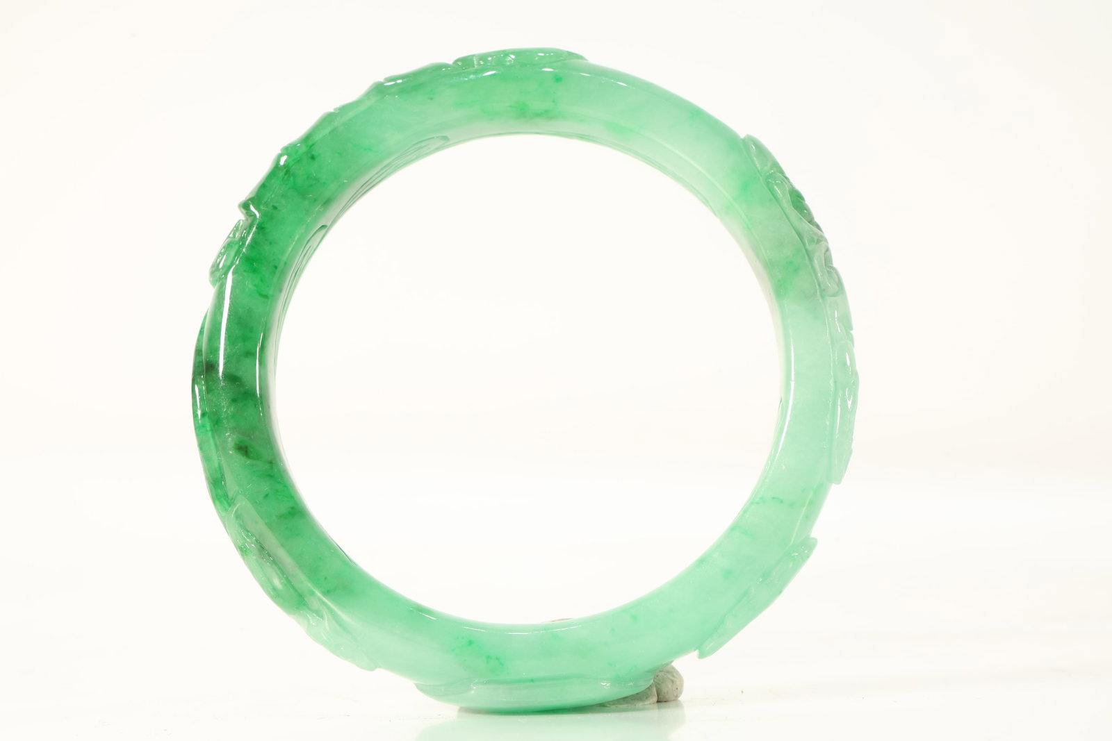 Jadeite Carved Bamboo Pattern Bangle (1 of 6)