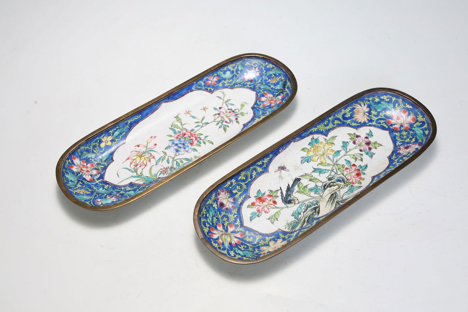 Pair of Chinese Enamel Over Copper Cloisonne Tray (1 of 6)