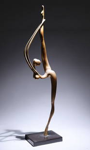 Georges Charpentier Bronze 47" Sculpture" The Dancer": Georges Charpentier Bronze 47" Sculpture" The Dancer" (120 x 28 x 20 cm) GEORGES CHARPENTIER (BORN 1937) " The Dancer" abstract bronze sculpture is about 47" Tall, stamped G' Charpentier.