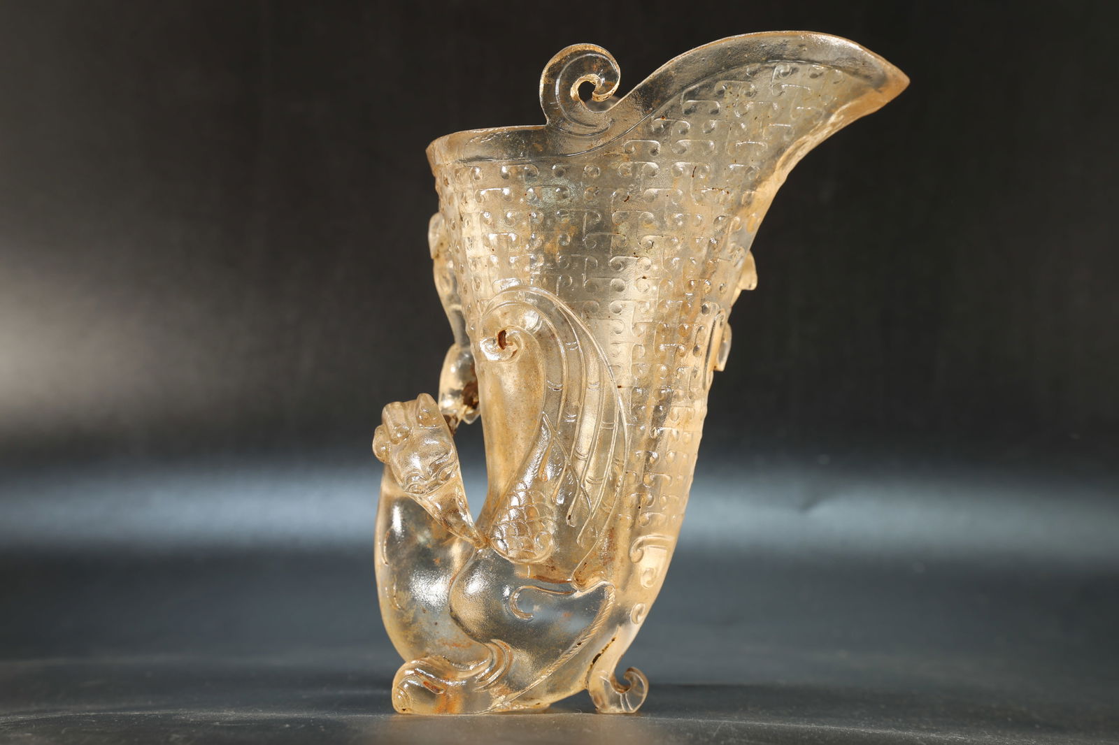 Glassware Carved Chi Dragon Shape Cup (1 of 11)