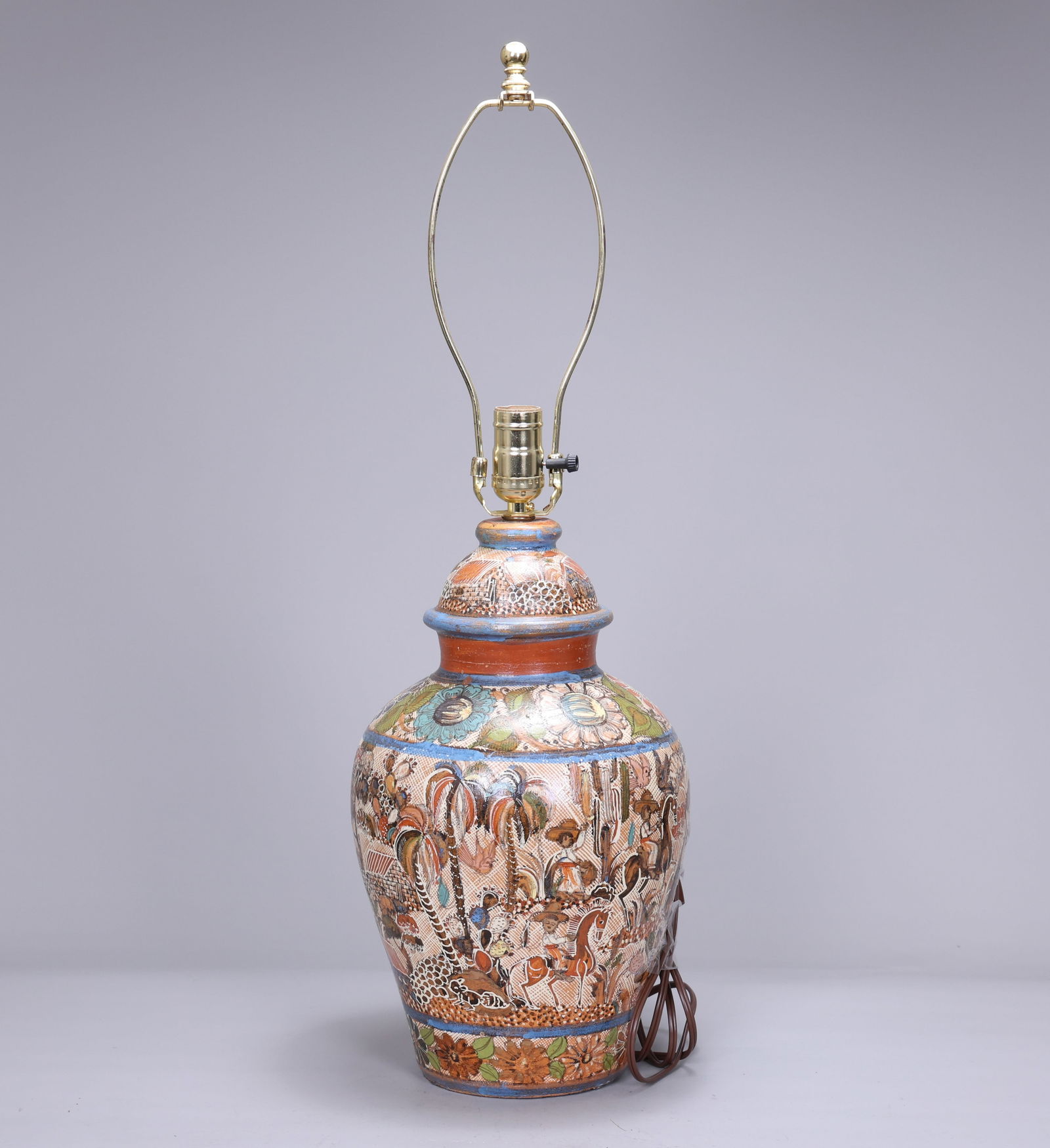 Hand Painted Mexican Pottery Table Lamp With Lamp Shade (1 of 7)