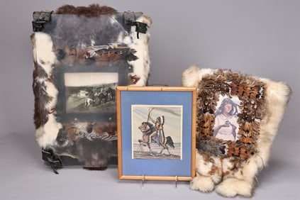 Native American Artist J. Koorey Leather Frame With Two Frames