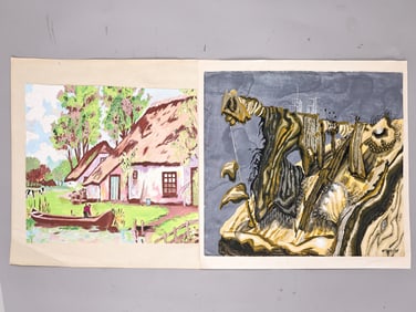 Two Of Hand Painted Painting Artwork Signed