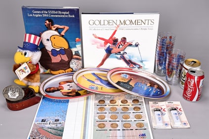 1984 Olympics Collection Of Stamps Gold Moments Book And Medal Olympic Gold