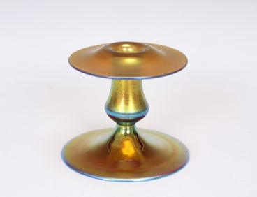 Steuben Aurene Glass Gold Compote Candlestick