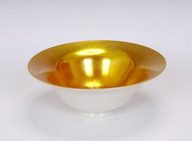 Steuben Style Glass Gold Aurene On Calcite Bowl