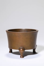 Chinese Bronze Three Elephant Foot Incense Burner