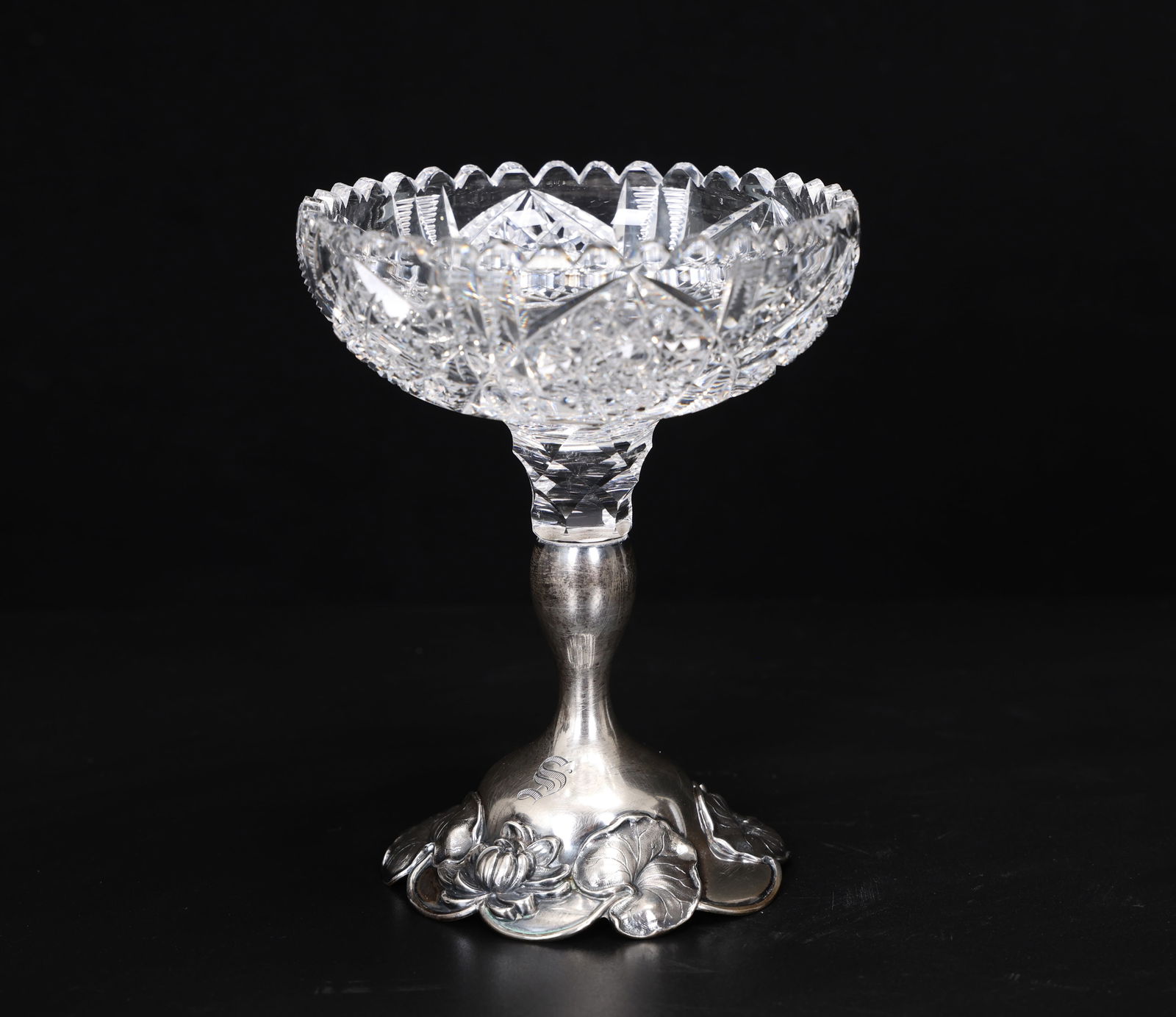 Shreve&Co Of Crystal Compote With Sterling Monogram Base (1 of 7)
