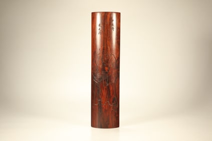 Huanghuali Wood Carved Arhat Pattern Arm Rest