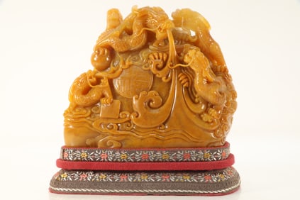 Shoushan Tianhuang Carved Dragon Pattern Stone Seal