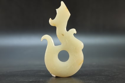 Jade Carved Dragon Shape Bi