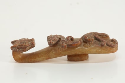 Jade Carved Dragon Shape Belt Hook