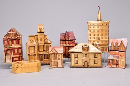 Set Of Miniature Wheat Straw House Boxes
