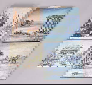 4 Of Hand Painted Landscape Miniature Painting